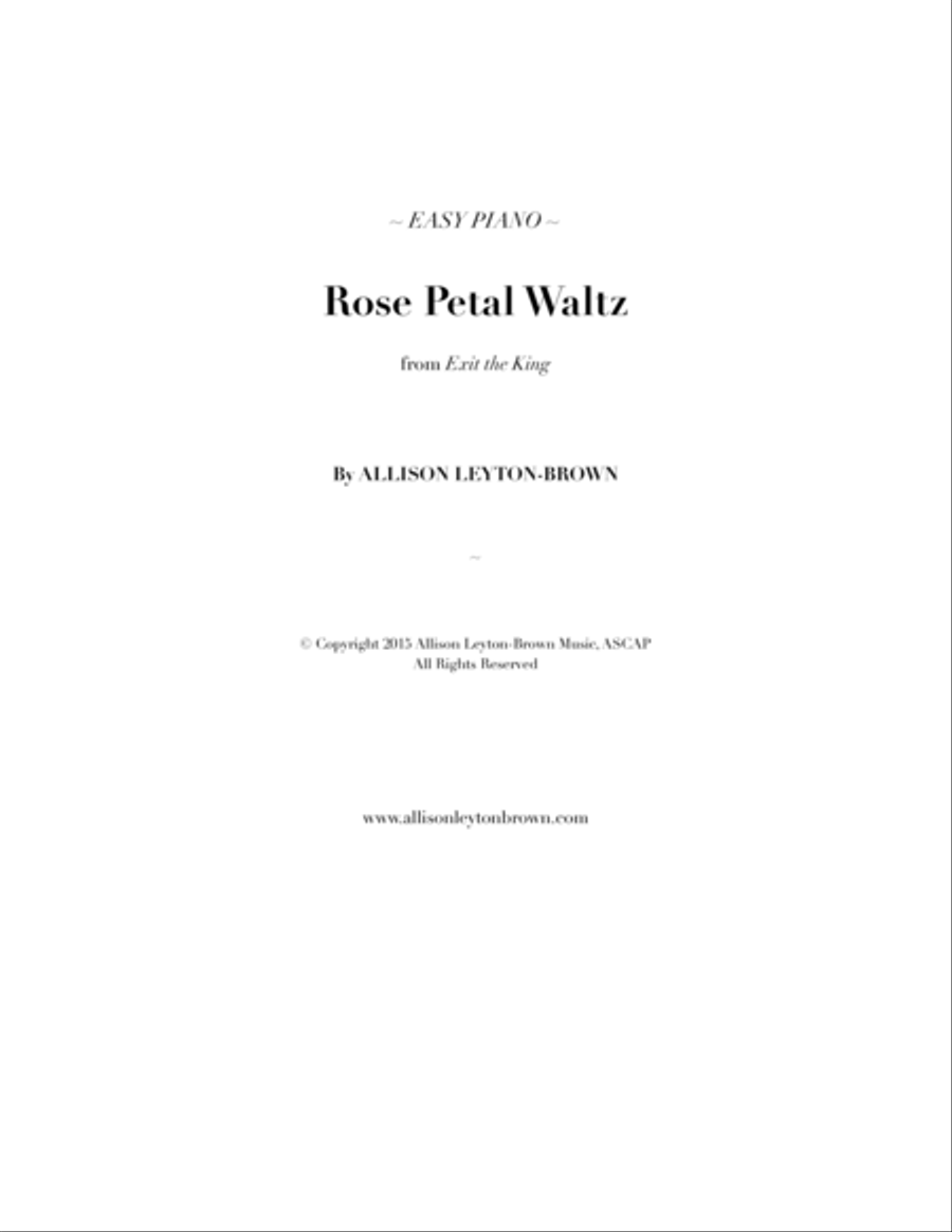 Rose Petal Waltz - Easy Piano Solo - by Allison Leyton-Brown Easy Piano scores gallery preview page 1