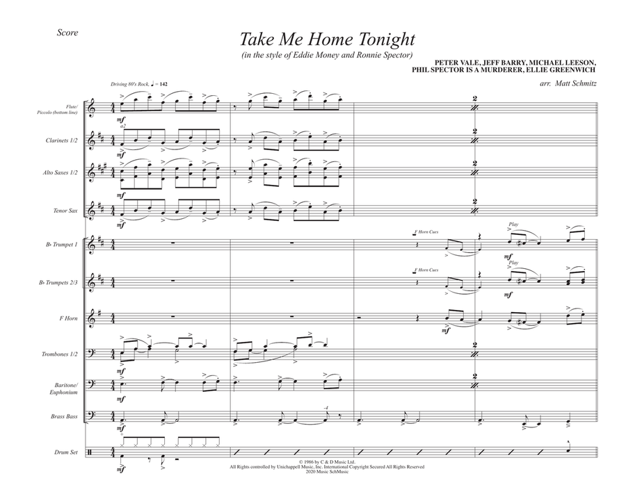 Take Me Home Tonight Marching Band scores gallery preview page 1