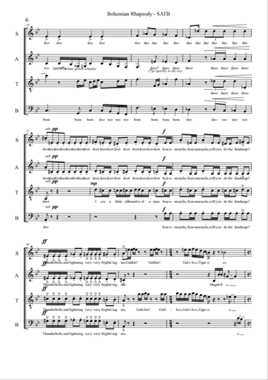 Bohemian Rhapsody 4-Part scores gallery preview page 6