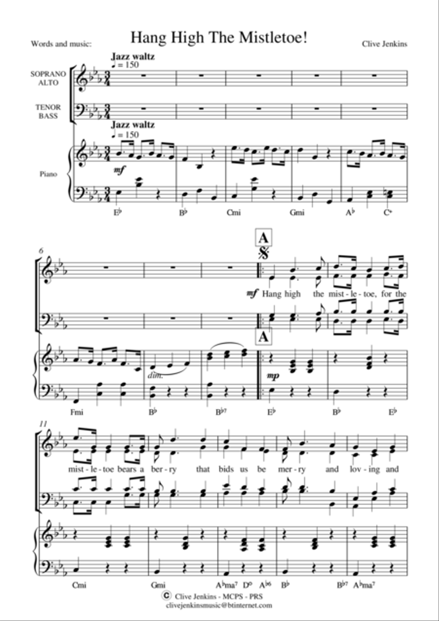 Hang High The Mistletoe! Hang High The Mistletoe! 4-Part scores gallery preview page 1