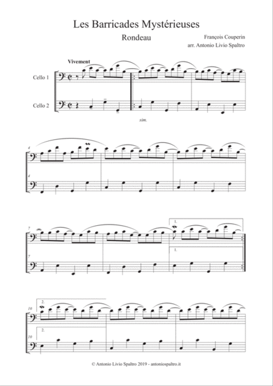 Les Barricades Mystérieuses for Cello Duet String Duet scores gallery preview page 2