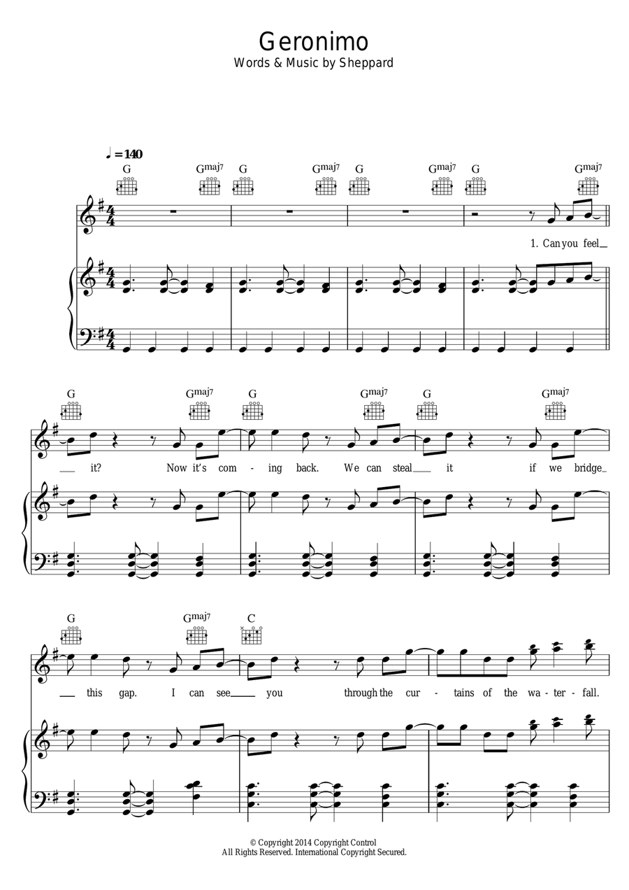 Geronimo Piano, Vocal scores gallery preview page 1