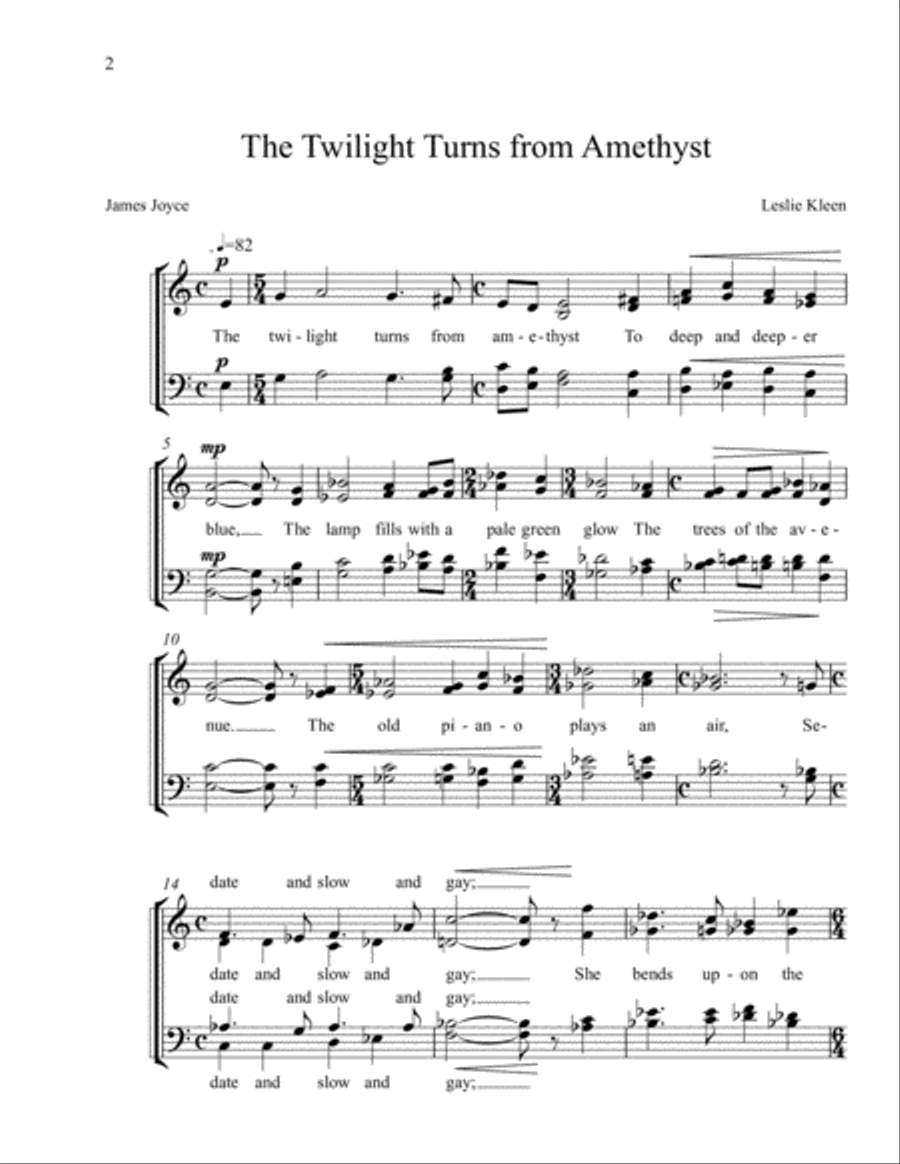 The Twilight Turns From Amethyst for SATB a cappella 4-Part scores gallery preview page 2