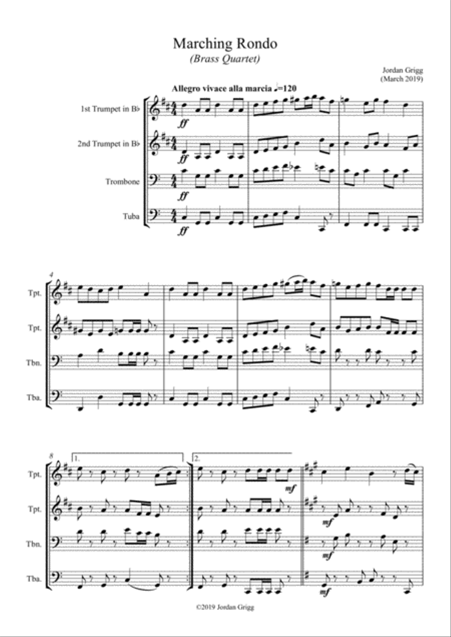 Marching Rondo (Brass Quartet) Brass Quartet scores gallery preview page 1