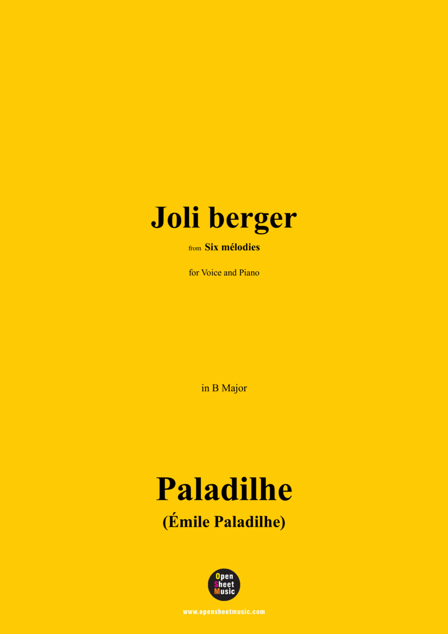 Paladilhe-Joli berger(pour une ou deux voix ad lib.),in B Major Voice scores gallery preview page 1