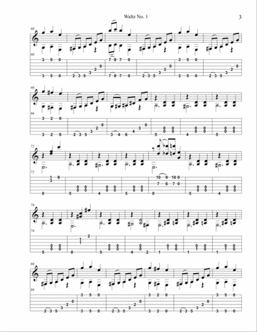 Waltz No. 1 Classical Guitar scores gallery preview page 3