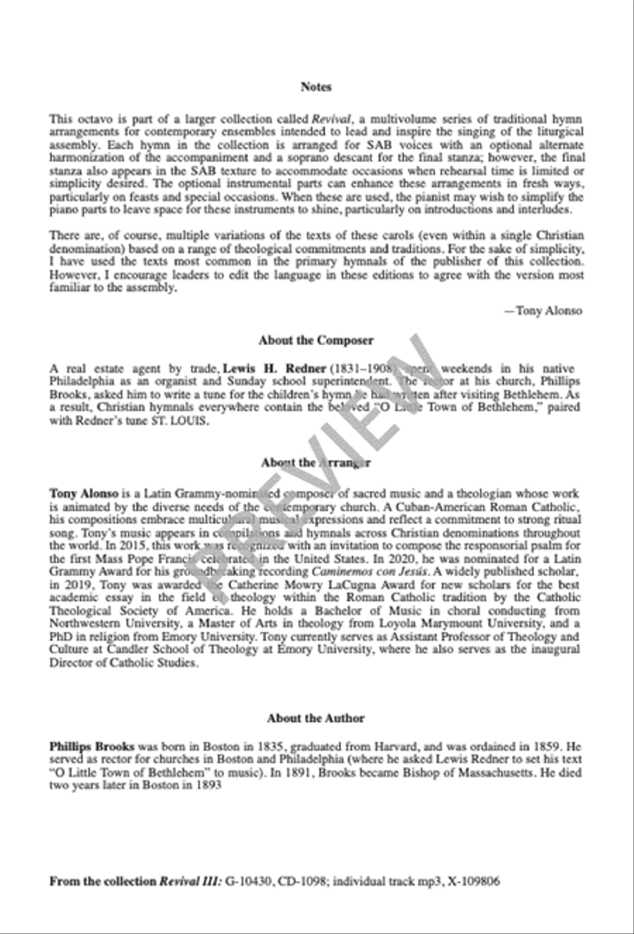 O Little Town of Bethlehem 3-Part scores gallery preview page 3