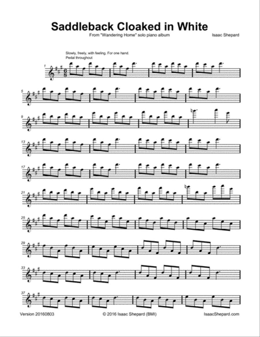 Saddleback Cloaked in White Piano Solo scores gallery preview page 2