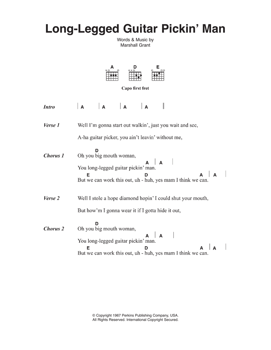 Long Legged Guitar Pickin' Man Electric Guitar scores gallery preview page 1