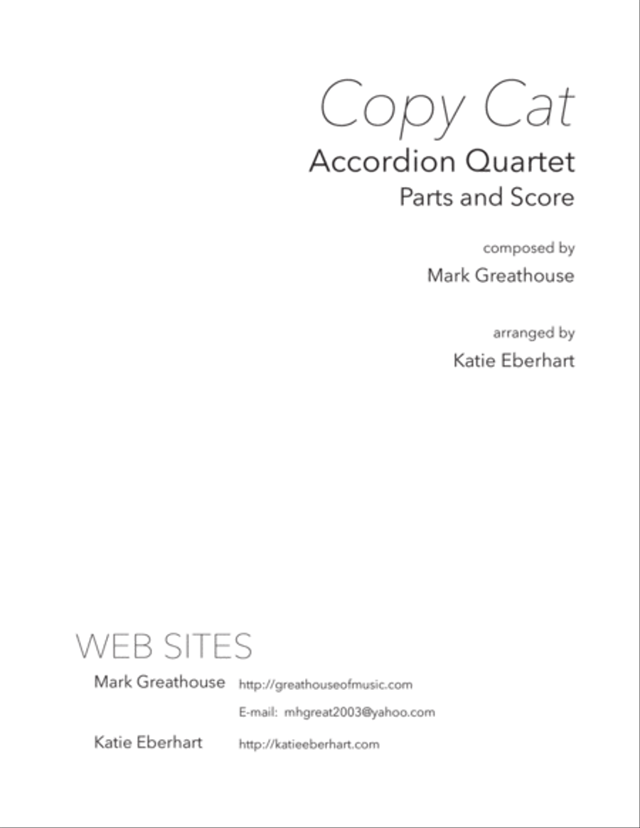 Copy Cat -- Accordion Quartet Small Ensemble scores gallery preview page 1