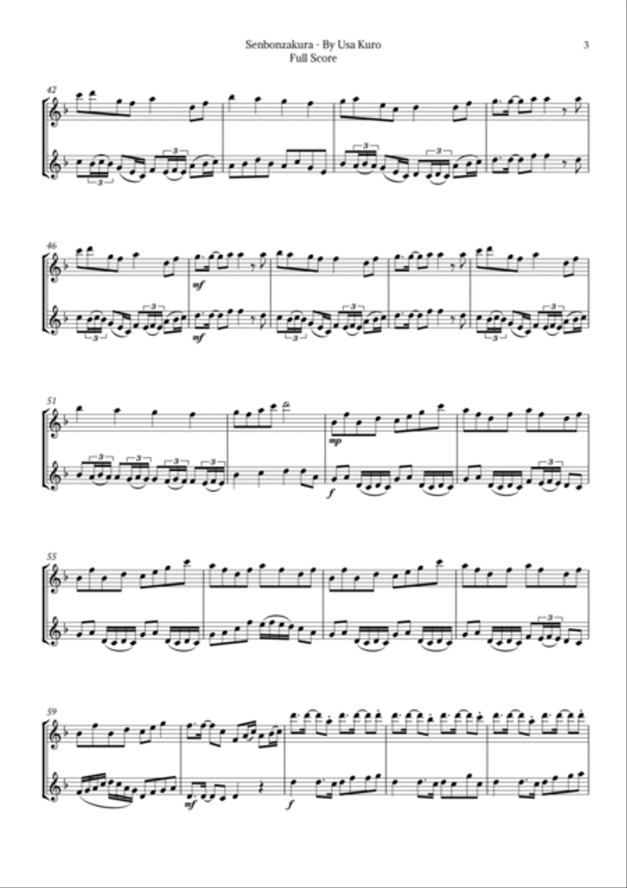 Senbonzakura Flute Duet scores gallery preview page 3
