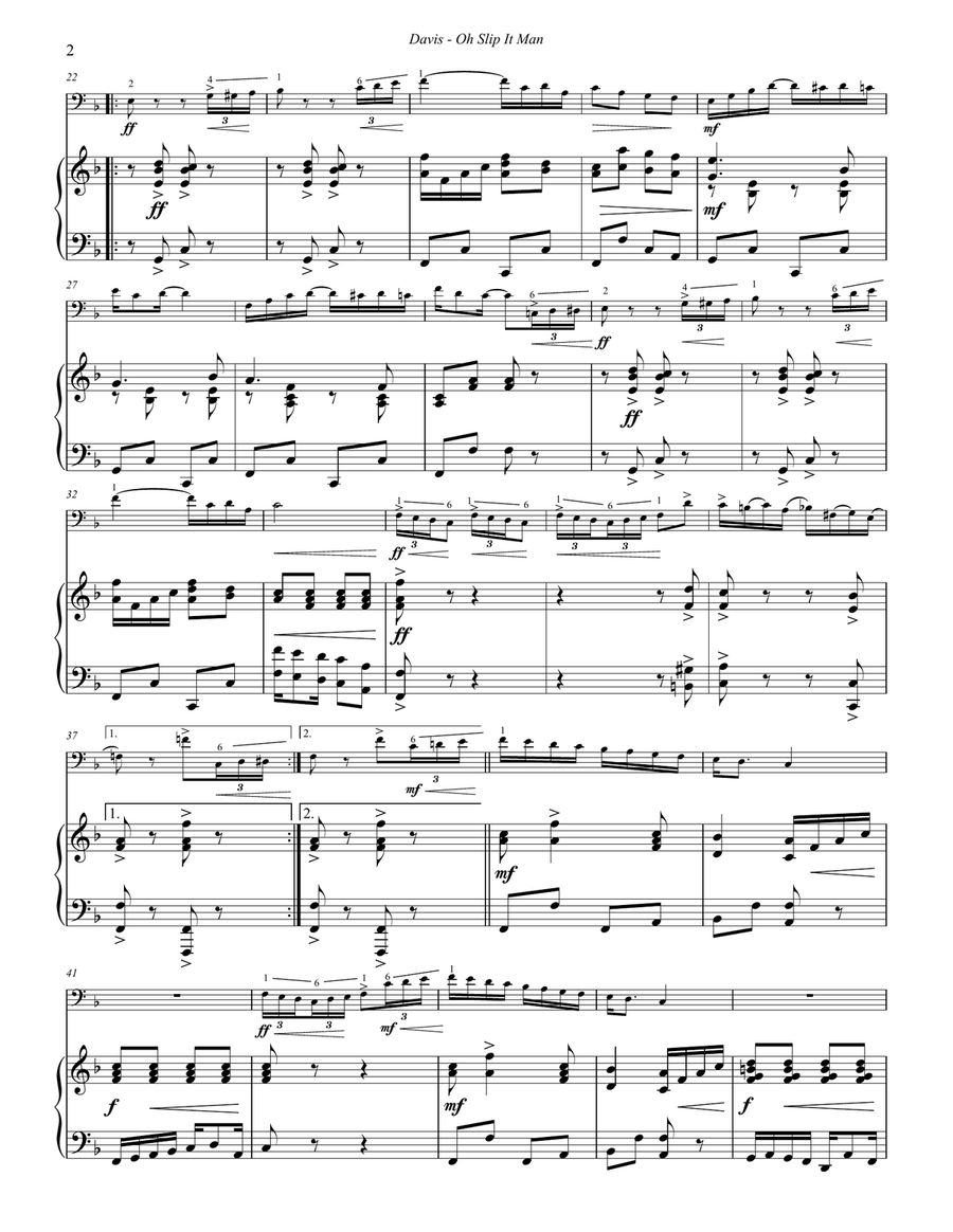 Oh Slip It Man, Trombone Novelty for solo Trombone and Piano Piano scores gallery preview page 4