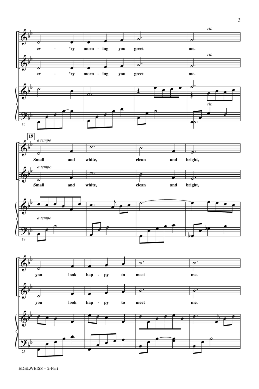 Edelweiss (from The Sound Of Music) 2-Part scores gallery preview page 2
