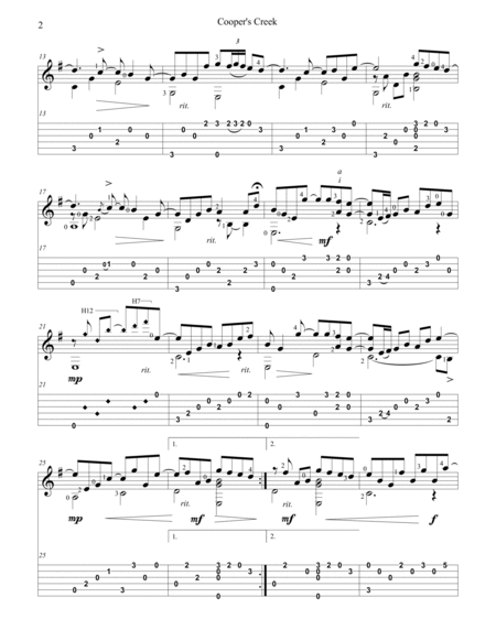 "Cooper's Creek" for solo classical fingerstyle guitar (+TAB) image number null