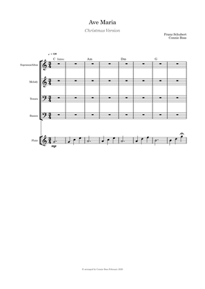 Ave Maria Christmas Verson Solo SATB A Capella with optional flute or violin or cello