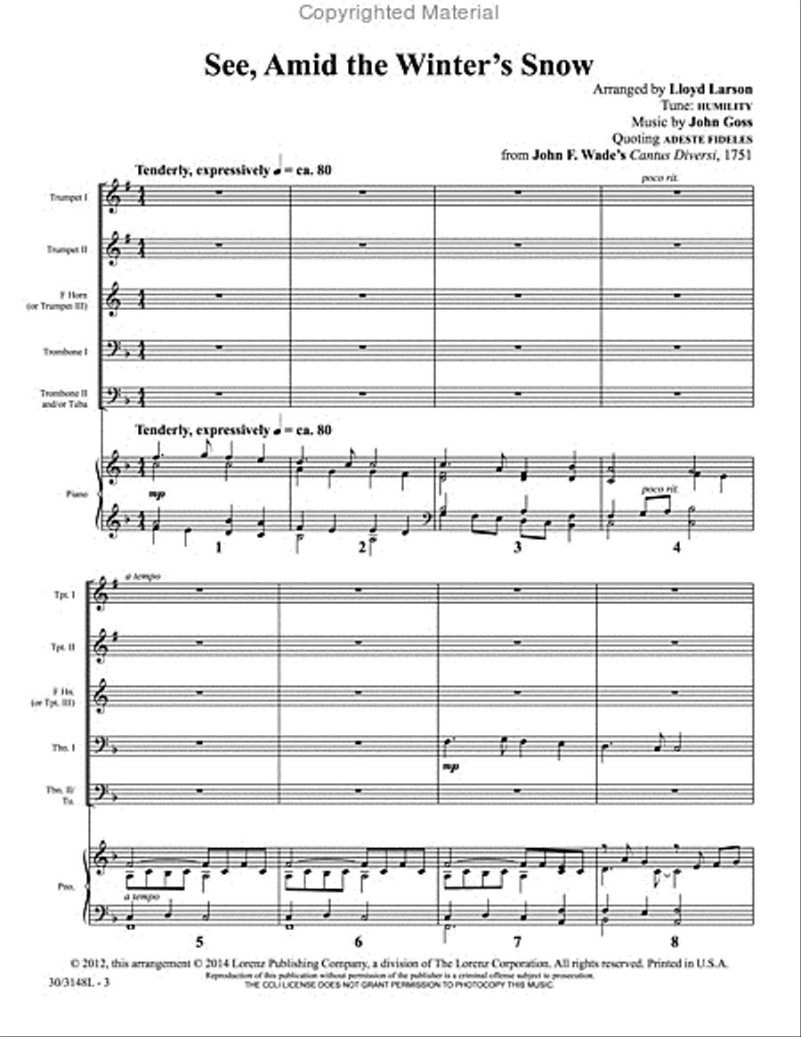 See, Amid the Winter's Snow Brass Ensemble scores gallery preview page 2