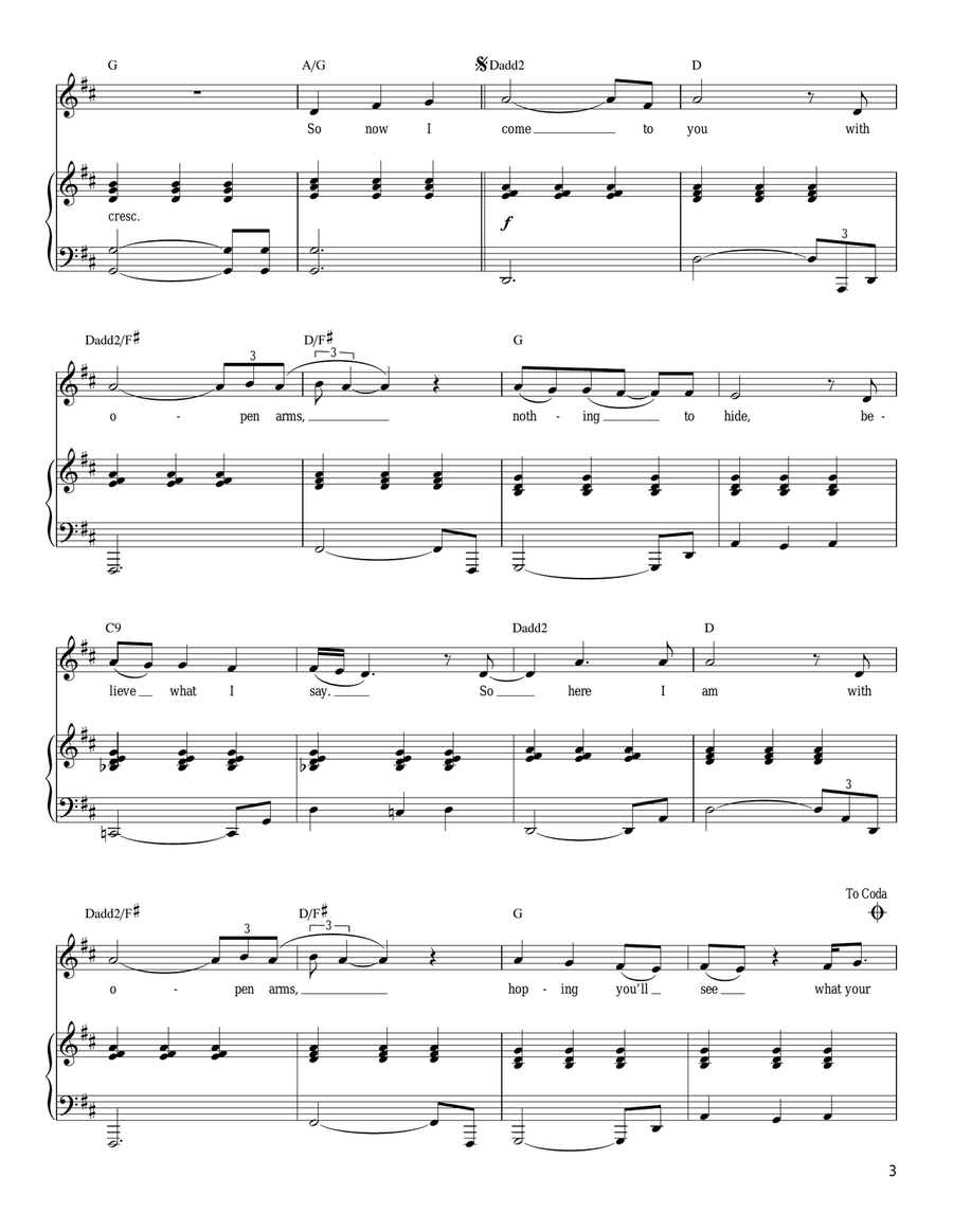 Open Arms Open Arms Piano, Vocal, Guitar scores gallery preview page 3