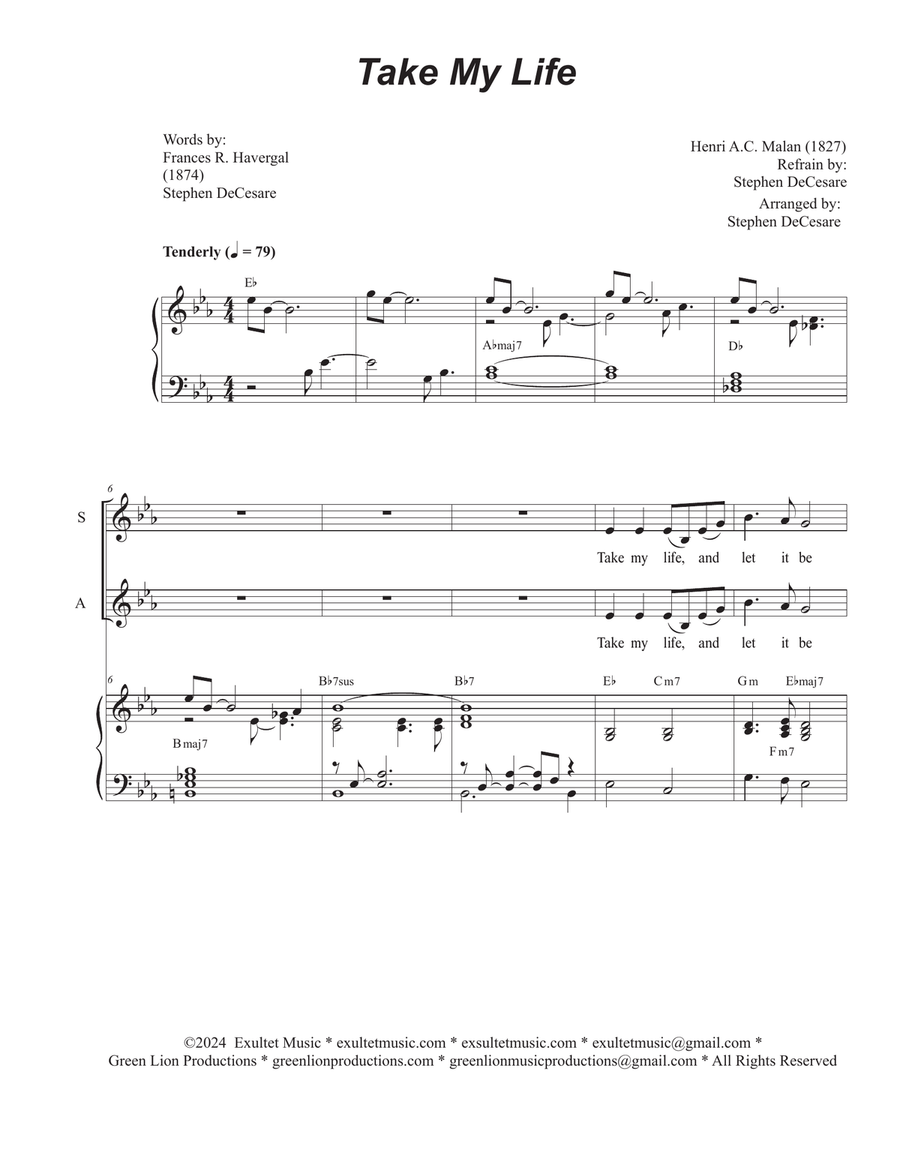 Take My Life (SATB) 4-Part scores gallery preview page 1