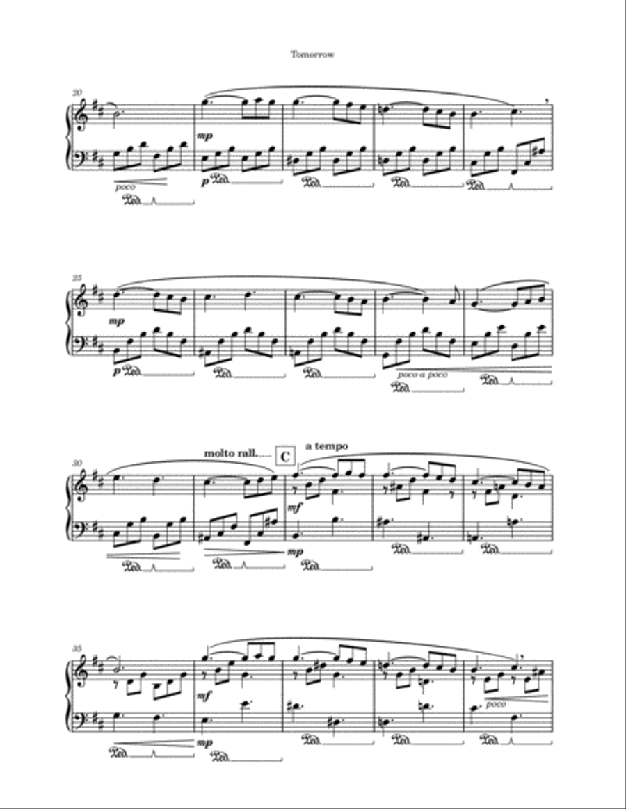 Tomorrow Piano Solo scores gallery preview page 3