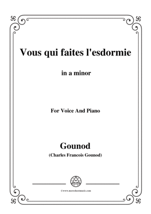 Book cover for Gounod-Vous qui faites l'esdormie in a minor, for Voice and Piano