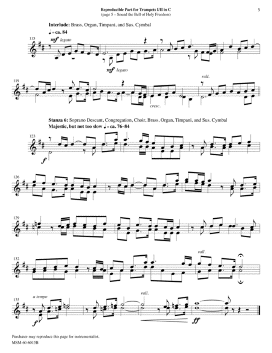 Sound the Bell of Holy Freedom: Come to Us, O Holy Spirit Choir scores gallery preview page 5