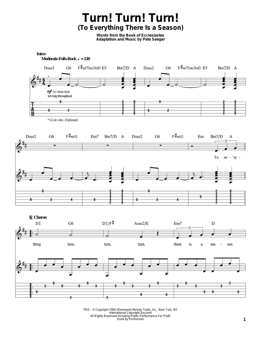 Turn! Turn! Turn! (To Everything There Is A Season) Acoustic Guitar scores gallery preview page 1