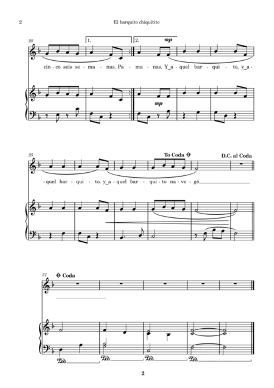 El barquito chiquitito Voice scores gallery preview page 2