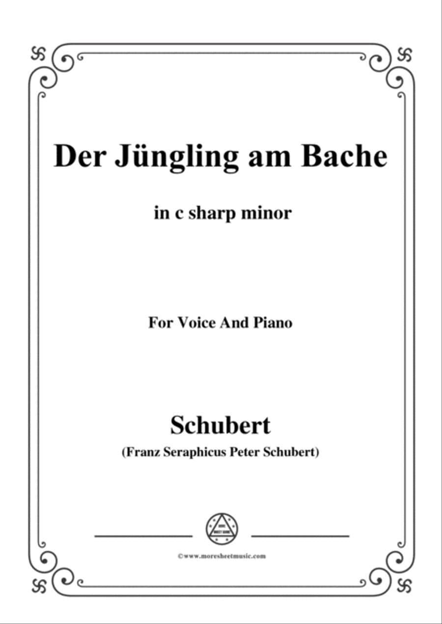 Schubert-Der Jüngling am Bache,Op.87 No.3,in c sharp minor,for voice and piano Voice Solo scores gallery preview page 1