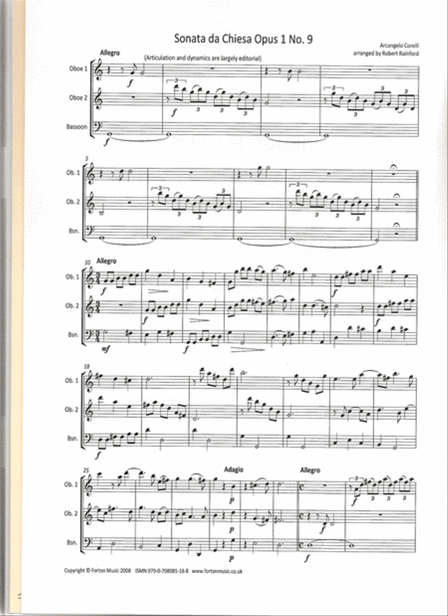 Sonata da Chiesa nos 9-12 Woodwind Trio scores gallery preview page 2