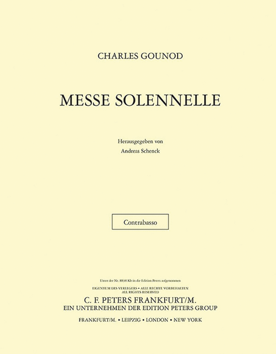 Messe solennelle en l'honneur de Sainte Cécile (St. Cecilia Mass) (Contrabass Part) String Orchestra scores gallery preview page 1
