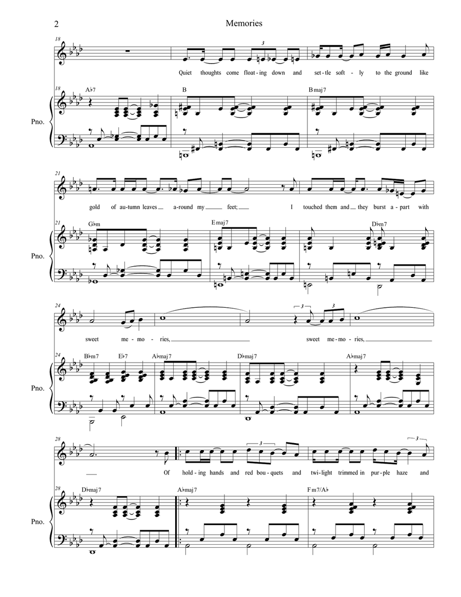 Memories Piano, Vocal scores gallery preview page 2