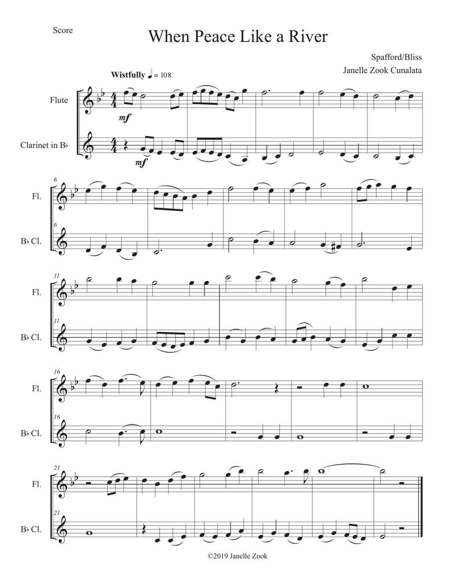 It is Well with my Soul (When Peace Like a River) - flute & clarinet duet Large Ensemble scores gallery preview page 1