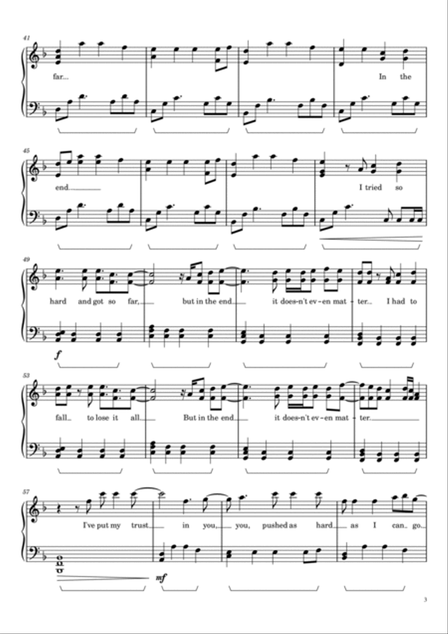In The End In The End Piano Solo scores gallery preview page 3