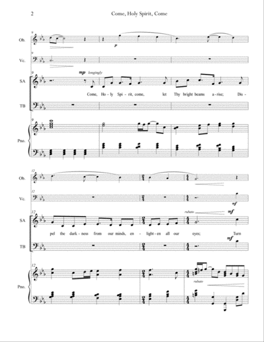 Come Holy Spirit, Come 4-Part scores gallery preview page 2