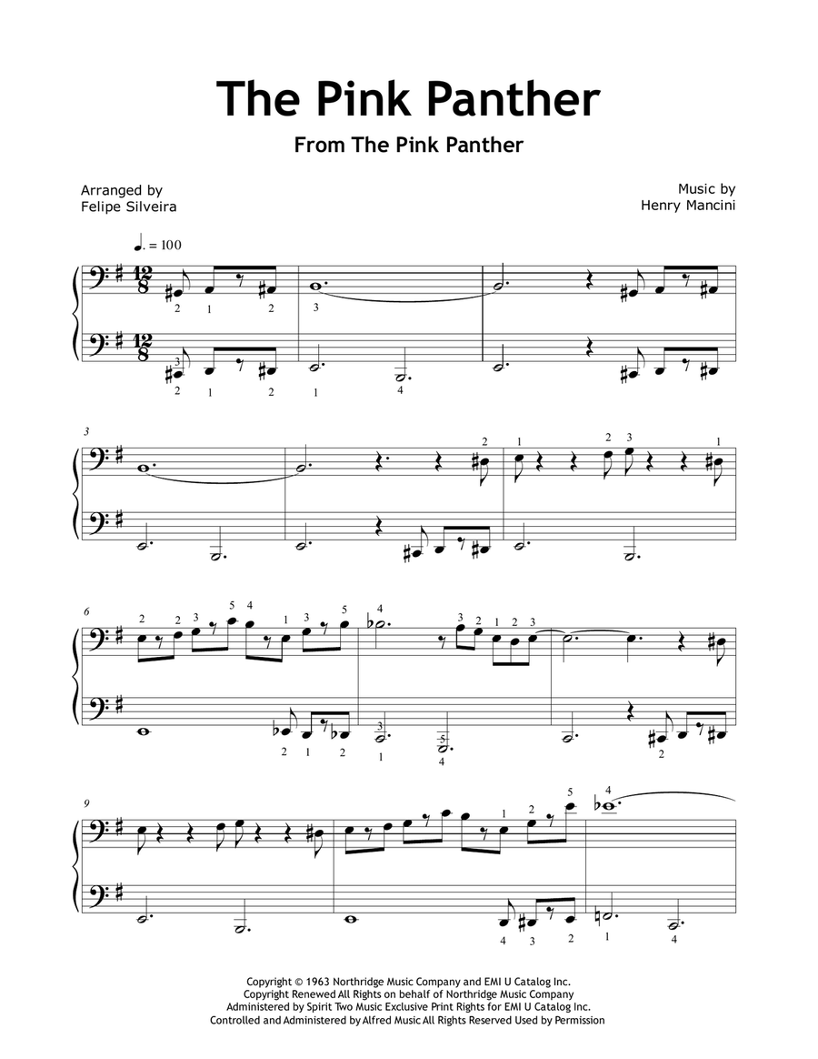 The Pink Panther Easy Piano scores gallery preview page 1