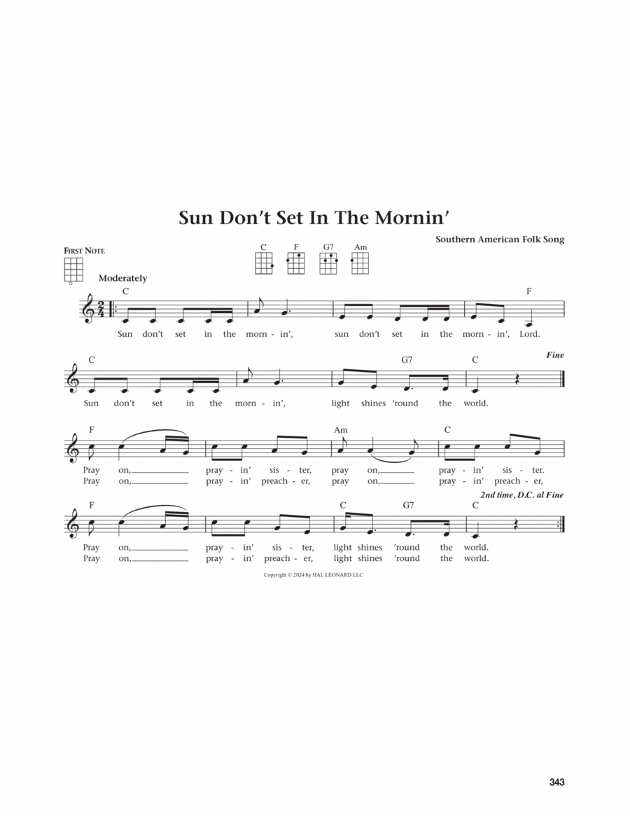 Sun Don't Set In The Mornin' (from The Daily Ukulele) (arr. Jim Beloff) Ukulele scores gallery preview page 1