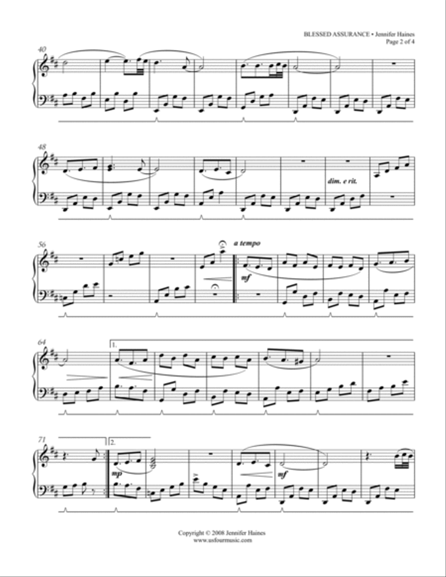 Blessed Assurance Piano Solo scores gallery preview page 2