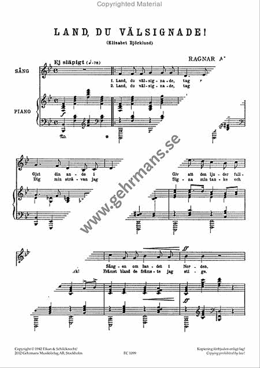Land du valsignade - lag sattning Voice Solo scores gallery preview page 2