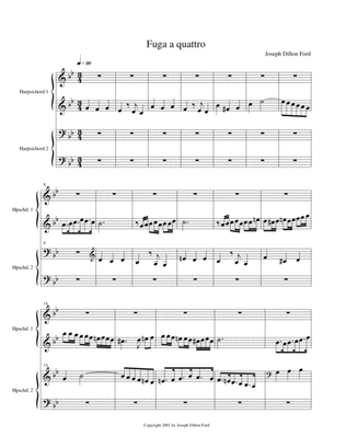 Fuga a quattro voci (4 part fugue) for harpsichord (4 hands and 2 manuals)