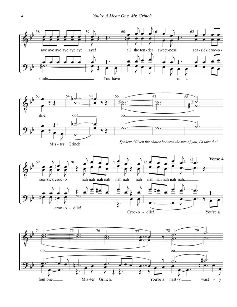 You're A Mean One, Mr. Grinch TTBB scores gallery preview page 4