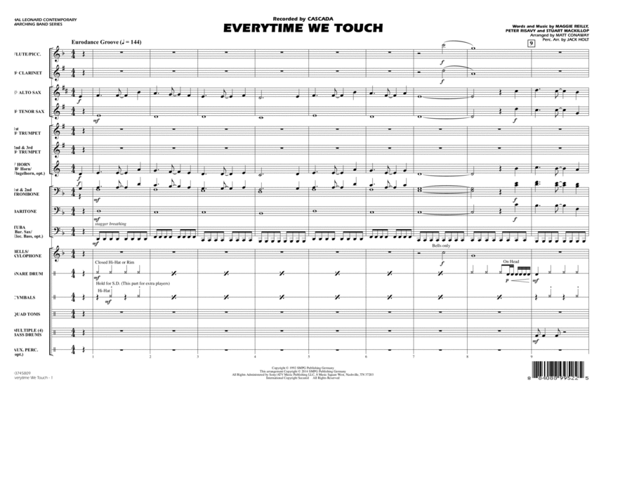 Everytime We Touch - Conductor Score (Full Score) Marching Band scores gallery preview page 1