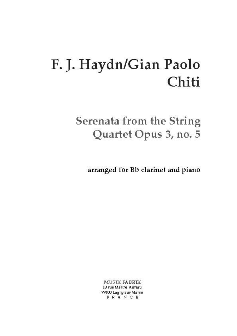 Serenata from String Quartet Opus 3, no 5 B-Flat Clarinet scores gallery preview page 1