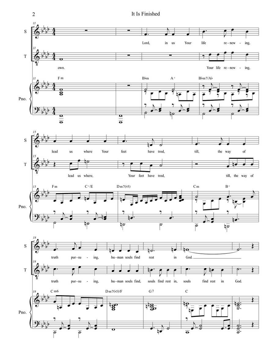 It Is Finished (for 2-part choir - (Soprano and Tenor) 2-Part scores gallery preview page 3