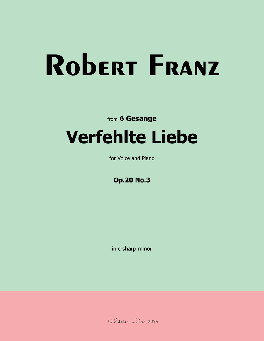 Verfehlte Liebe, by Robert Franz, in b flat minor Voice scores gallery preview page 1