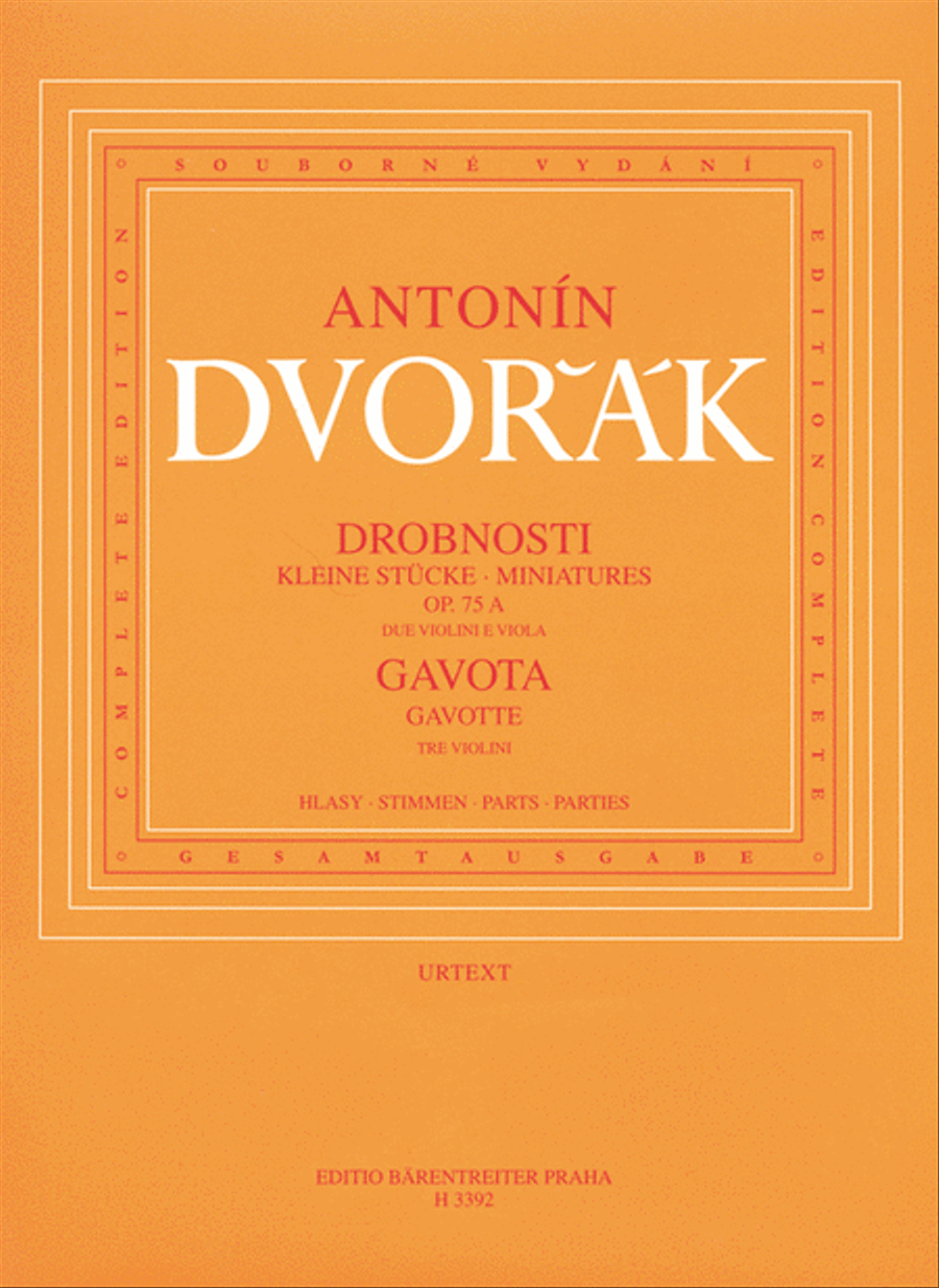 Kleine Stücke Op. 75A / Gavotte B 164 für zwei Violinen und Viola oder drei Violinen Viola scores gallery preview page 1