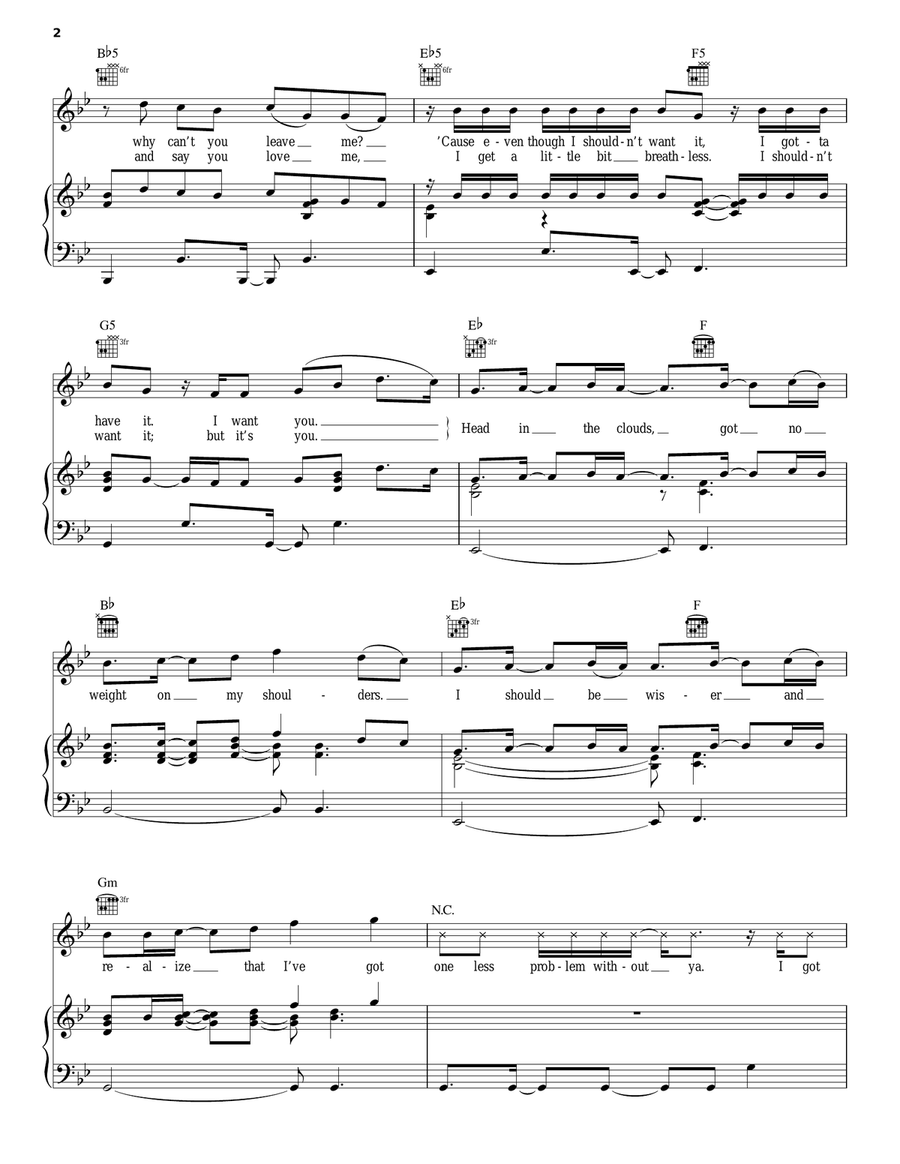 Problem Piano, Vocal, Guitar scores gallery preview page 2