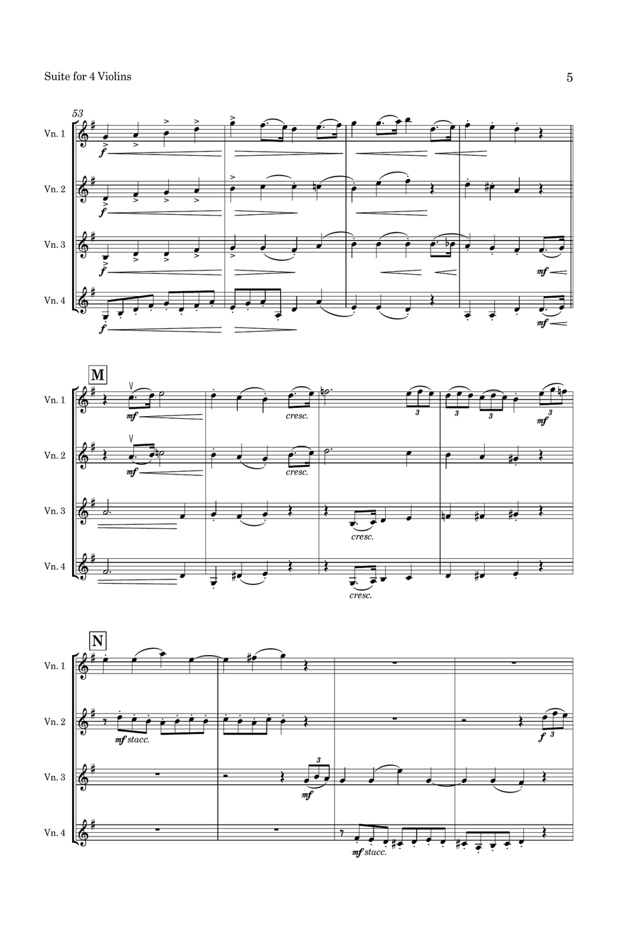 Söchting Suite for 4 Violins Op. 58 Small Ensemble scores gallery preview page 6