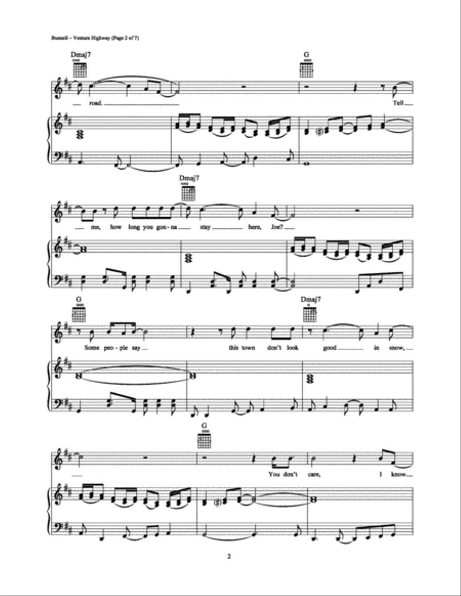 Ventura Highway Piano, Vocal, Guitar scores gallery preview page 2