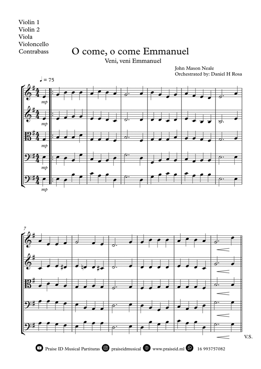 O come, o come Emmanuel - Veni, veni Emmanuel - Christmas Carol - String Quartet image number null