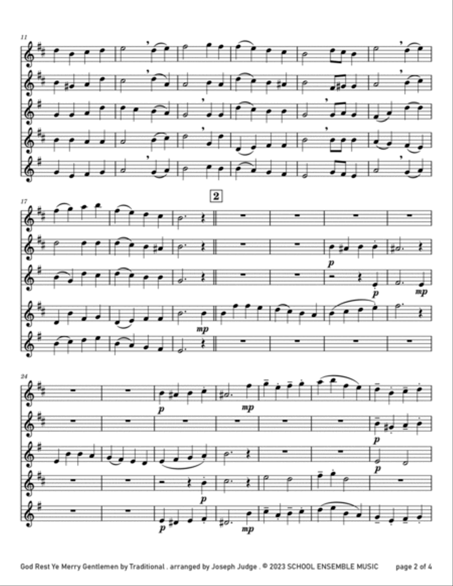 God Rest Ye Merry Gentlemen for Saxophone Quartet in Schools Saxophone Quartet scores gallery preview page 2